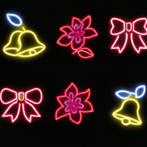 led signs neon light holiday 3d bell motif light flower motif light wholesale ribbon beautiful decorative