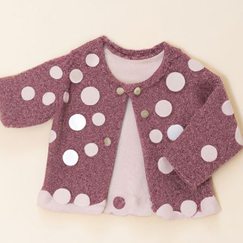 冬新作子供服大きいラペルセーター1-5ポルカドットセーター幼児女の子ニットカーディガンサニーベビー2022秋