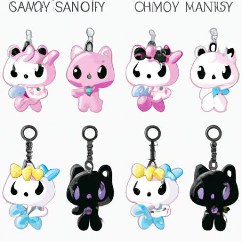 Sanrio Anime Cartoon Melody pvc plastic key chains Kuromi Cinnamoroll Toys Cute Pendant Key chain Sanrrio Keyring Kawaii Kitty Keychain