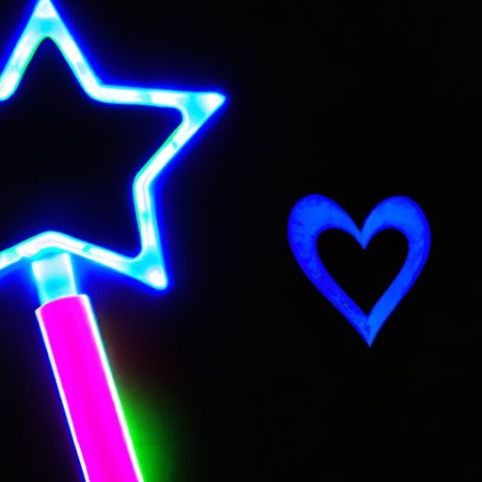 Herz-Zauberstab, Stern-Zauberstab, buntes LED-Leuchten im blinkenden LED-Licht für Show-Events, Club-Festival-Hersteller, leuchtendes Spielzeug Neon