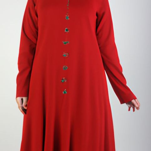 Vestido étnico muçulmano com zíper, gola redonda, para mulher, vestido muçulmano, vestido personalizado, manga comprida feminina