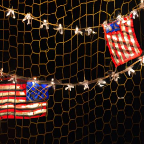 Net Mesh Fairy String Nachtlampje licht kerstversiering Amerikaanse Natie Vlag 2x1M 110V 31V Outdoor Hangende Ornamenten Kerst Licht Nationale Vlag