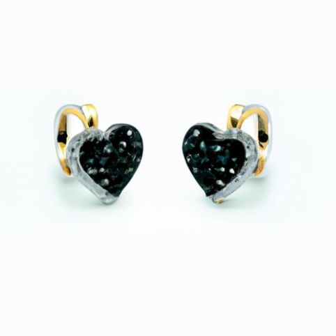 Romantic Heart Shape เครื่องประดับสีดำ klm/si2 ผสมเพชร ต่างหูวาเลนไทน์ จับคู่ทุกขนาด Jewelry Vintage Elegant