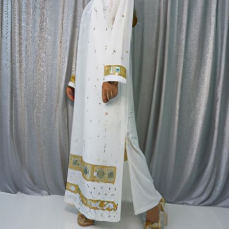 Diseños modestos de Jalabiyat al por mayor en vestidos con vuelo grandes Precios de fábrica para revendedores y distribuidores Ropa musulmana Bordado blanco de alta calidad