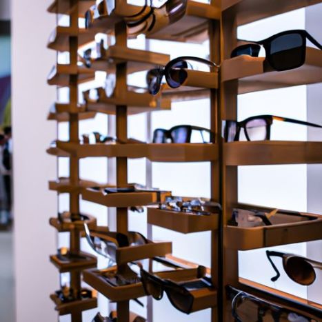 Brillenladen-Ausstellung, Ladendesign, Sonnenbrillenanpassung, Einzelhandel, Brillenvitrine aus Holz, Brillenvitrine, Ladentheke Best