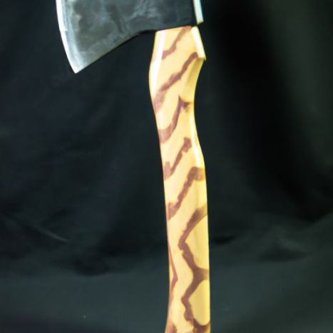 斧。フルタン。木製ハンドル付き。革製のシース。カスタムダマスカスハンドメイド