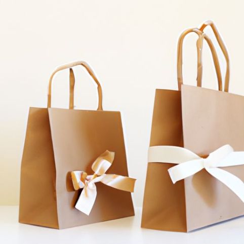 Gift Small Cosmetic Clothing Bow shopping brown kraft paper bags Paper Bag Women Clothing Store Shopping Bag Ins Bow Paper Bags Wholesale New Year