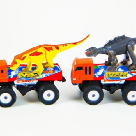 Giocattoli per auto di dinosauri con potenza di attrito per giocattoli per bambini Set di camion da trasporto per bambini