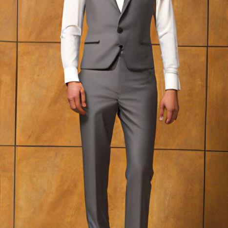 रेगुलर फिट 3 पीस प्रोम पैंट 2 पीस टक्सीडोस ट्वीड नॉच लैपल जैकेट + बनियान + शादी के दूल्हे के लिए पैंट क्लासिक ग्रे पुरुष सूट