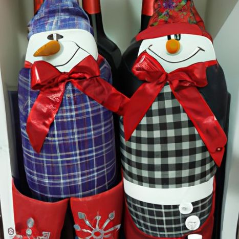 غطاء زجاجة نبيذ سانتا كلوز، جوارب رجل الثلج، جوارب سانتا، حاملات الهدايا، ديكور نافيداد، السنة الجديدة، زينة عيد الميلاد، المنزل
