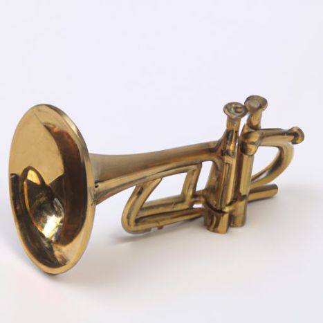 Boquilla de metal para trompeta de latón brillante con boca, pieza y estuche, pieza decorativa de trompeta de bolsillo