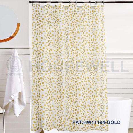 Metallic Printed Fabric Shower Room Curtain, Easy maintenance, No smell,Mildew Resistant